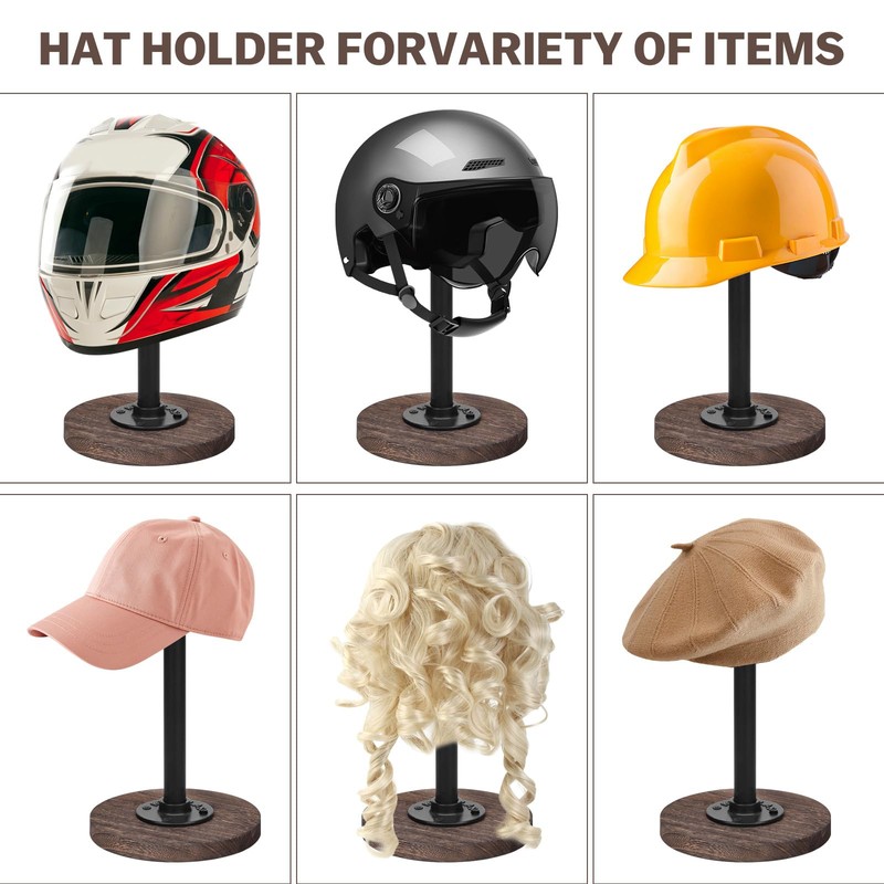 Vrietina 4Pcs Tabletop Hat Stand Cap with Height Adjustment, Industrial