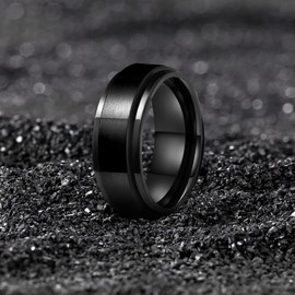 Spinner Ring for Men Anxiety – 8MM Black Stainless Steel Mens Spinner Ring Spin Plain Band Stress Relief Anxiety Ring For Men Boy Jewelry Size 8