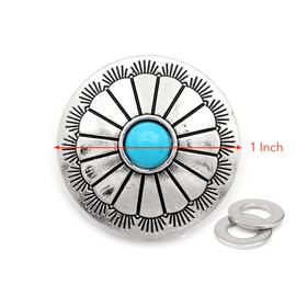 CRAFTMEMORE 2pcs 1 Inch Coin Concho Western Style Horse Saddle Decorative Concho, Ornament for Leathercraft Belt Hats Wallet (CHS05Z-Silver)