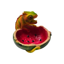 Resin Gecko Ashtray with Watermelon Design, 4.5x4.5x4 inches (Multicolor)