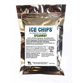 ICE CHIPS Xylitol Candy in Large 5.28 oz Resealable Pouch; Low Carb & Gluten Free (Spearmint)