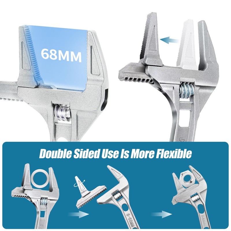 Wide Jaw Adjustable Spanner, Alloy Material 6-68mm Opening Adjustable Wrench,