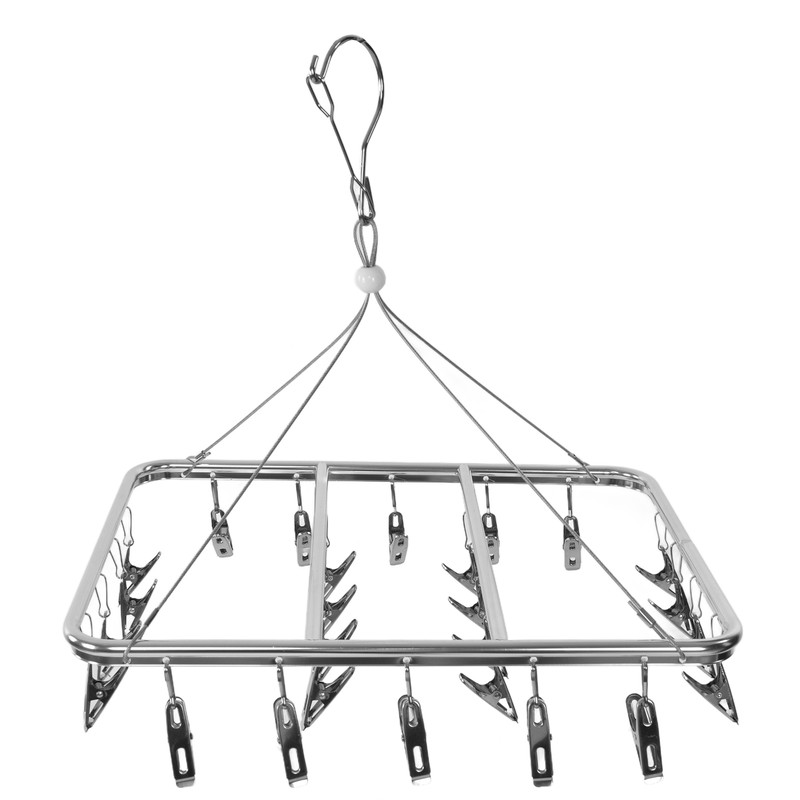 Multifunction Aluminum Alloy Laundry Drying Rack with 26 Clips for