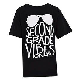 Unique Baby Boys 2nd Grade Vibes Only Back to School T Shirt (8, Black)