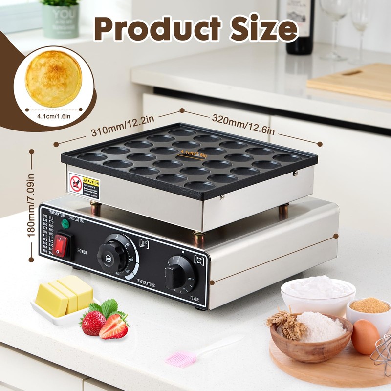 YODHOSA Commercial Mini Dutch Pancake Maker,25PCS Dorayaki Maker,Non-stick Dutch Poffertjes