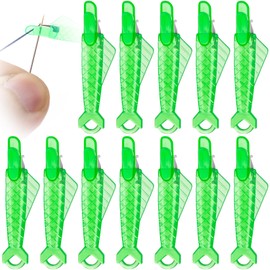Alpinleux 12 Pcs Fish Type Sewing Machine Needle Threader, Needle Threader for Sewing Machine, Sewing Machine Threader, Needle Threaders for Hand Sewing (Green, Small)