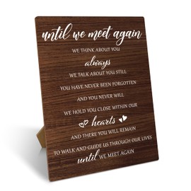 Wedding Memorial Sign, Wedding Party Supplies For Reception, Until We Meet Again Wedding Sign With Stand, Rustic Wooden Tabletop Decor For Wedding, Funeral Sympathy Remembrance Gifts, 16