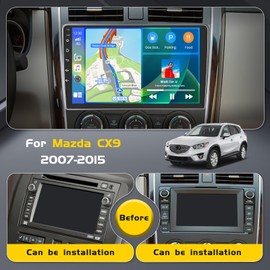 Inefala [4G+64G] Android 15 Car Stereo for Mazda CX9 2007-2015 with Wireless Carplay Android Auto, 10 Inch HD Touchscreen Car Radio with WiFi GPS Bluetooth5.0 FM/RDS 32EQ SWC Canbus Backup Camera MIC