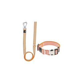 Maykoosh French Flair Series 2-in-1 Convertible Dog Leash and Collar, Collars for Dogs, Dog Collar for Walking, Nylon and Leather Collars - Large, Orange