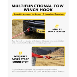 A-BOAR 3/8" Tow Hook, S-Shaped Winch Hook, 33,000lbs Breaking Strength, G80 Heavy Duty Forged Steel, Fast Connect Easy Release Winch Shackle Towing Hook for Trucks, SUVs, ATVs, Trailers, Red