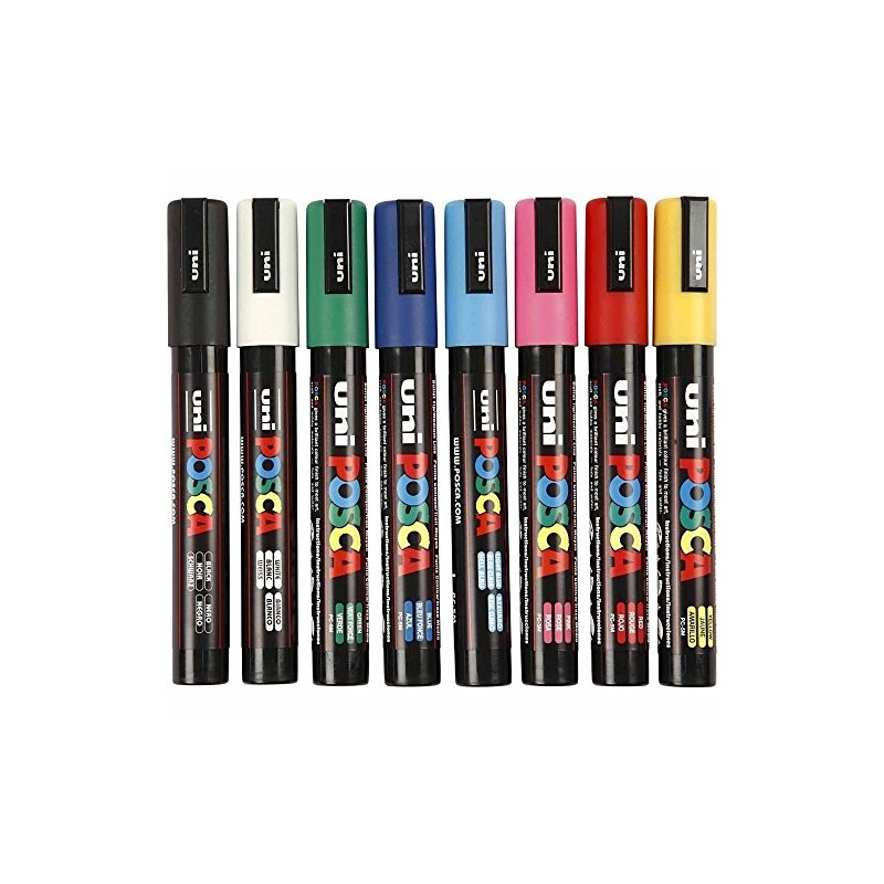 Posca Uni-Ball PC-5M [8 Pen Set] includes 1 of each
