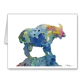 DJ Rogers Fine Art Blue Mountain Goat - Set of 10 Animal Note Cards With Envelopes