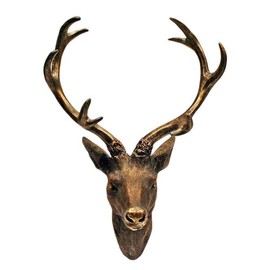 LINDER EXCLUSIV Deer antler deer head Bronze-Look 15 x 30 cm with 10, Sculpture Decoration