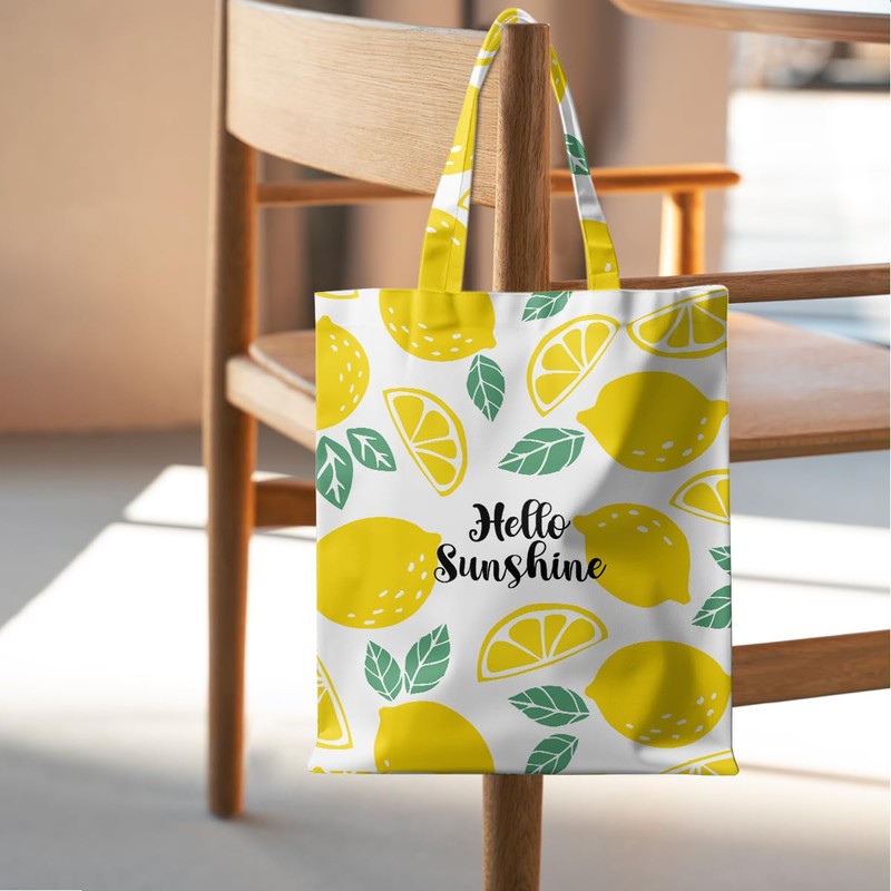 CSHVJ Lemon Tote Bag Inspirational Sunshine Lemon Gifts Beach Bag,