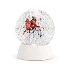DEMDACO Dean Crouser Holiday LED Cardinal Birds in The Woods White, Red 6 x 4.5 Inch Acrylic, Water Festive, Illuminated Christmas Décor, Decoration, Swirling Glitter Snow Globe