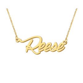 Aoloshow Reese Name Initial Necklace Stainless Steel 18k Gold Plated Layer Choker Nameplate Necklace Jewelry for Mothers Day