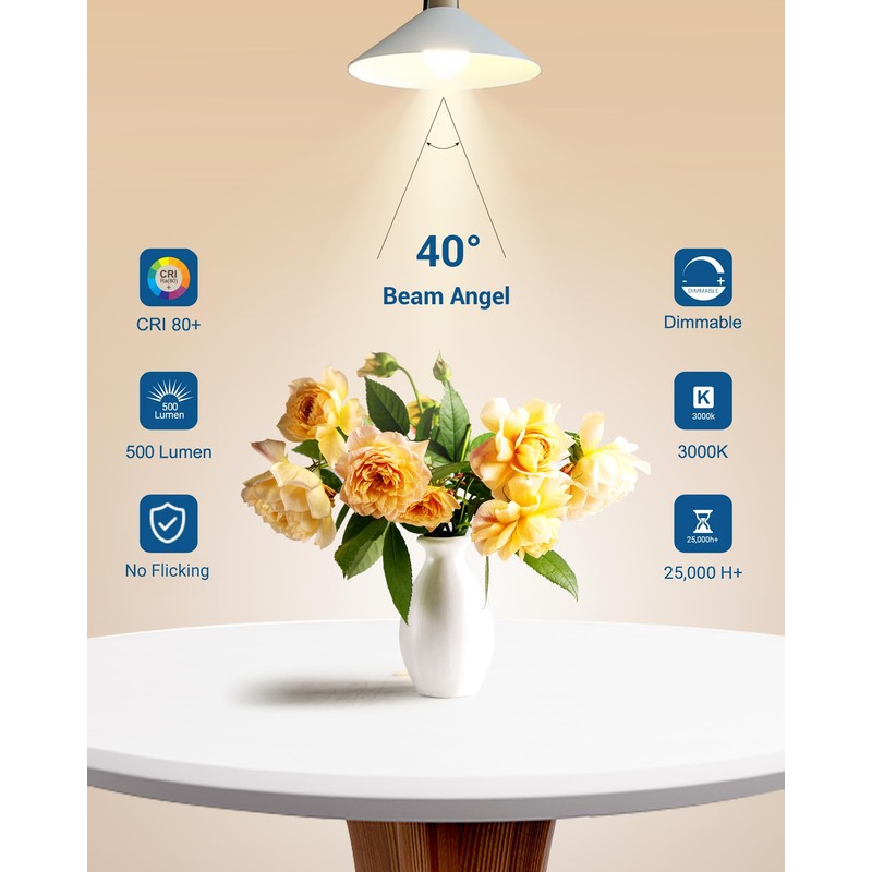 DEWENWILS 6-Pack GU10 LED Bulb Dimmable, 3000K Warm White GU10