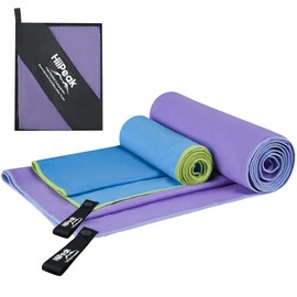 HiiPeak Microfiber Towel, 2 Pack Quick Dry Towel Travel Camping Towel Super Absorbent & Lightweight for Camping, Beach, Sports, Gym, Backpacking, Hiking and Yoga LightBlue & Violet, 63*32" + 32*16"