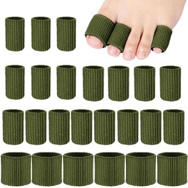Blulu 24 Pieces Toe Tubes 0.98 Inches Cushion Tube Corn Pads for Toes Sleeves Soft Gel Protectors for Cushions Corns Blisters Calluses 3 Size(Military Green,Assorted Sizes)