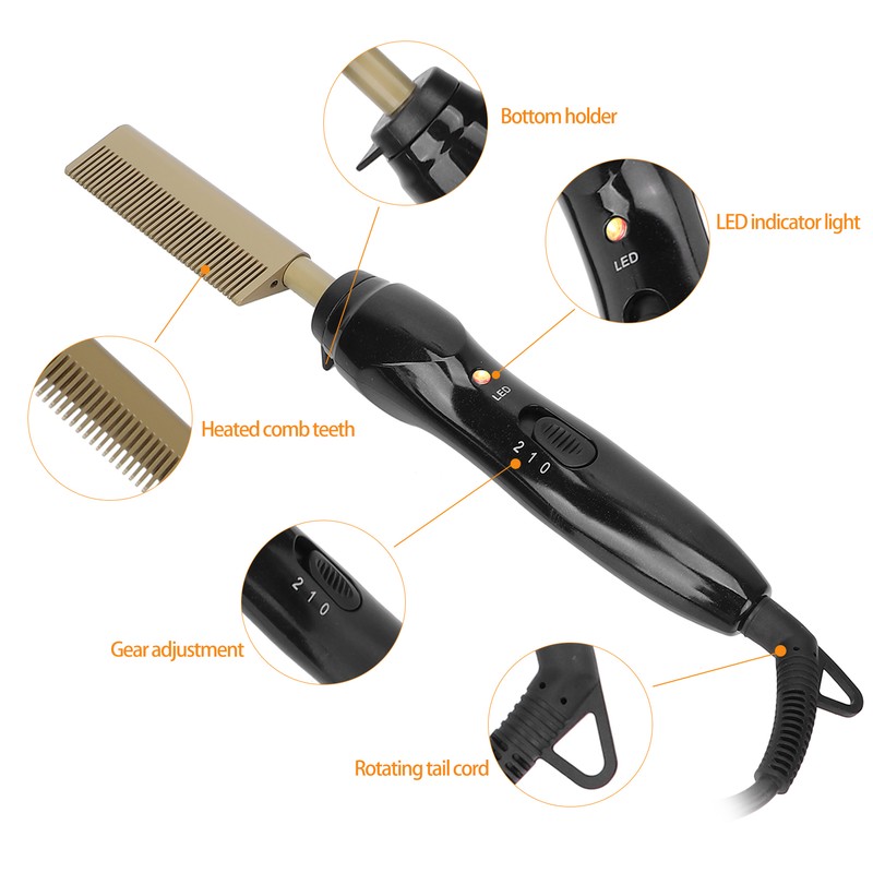Electric Hot Comb Multifunctional Temperature Adjustable Hair Straightener Comb Styling