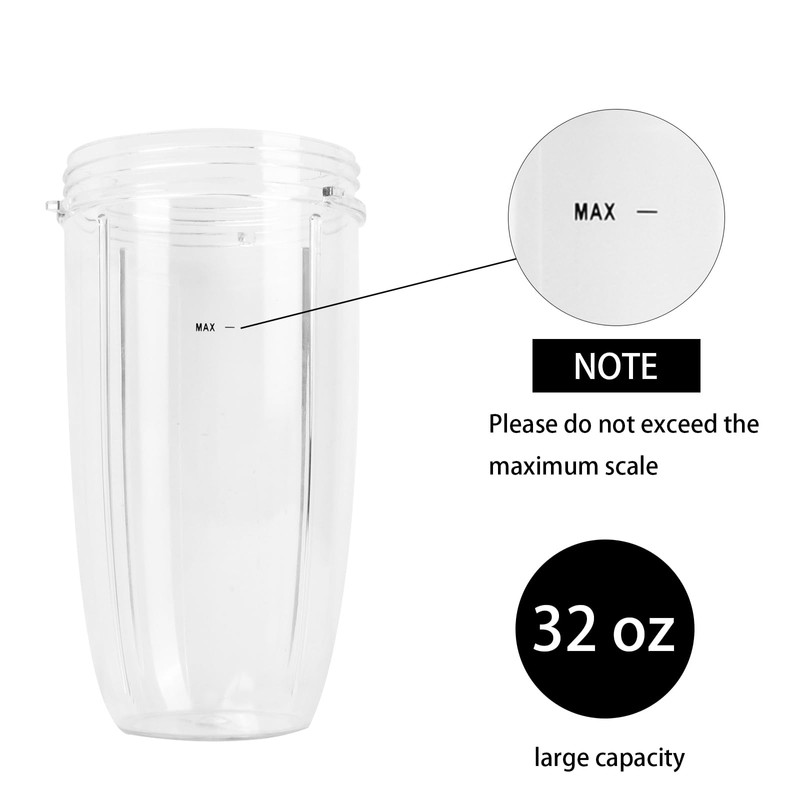 Clear Cup for Blender Replacement Cups, Replacement Parts for Plastic