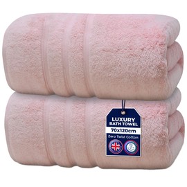 Towelogy 100% Cotton Bath Towels 70x120cm – Ultra Soft & Absorbent Towels for Bathroom | Spa & Hotel Quality | Premium Quick Dry Towel Set for Adults (2, Blush)