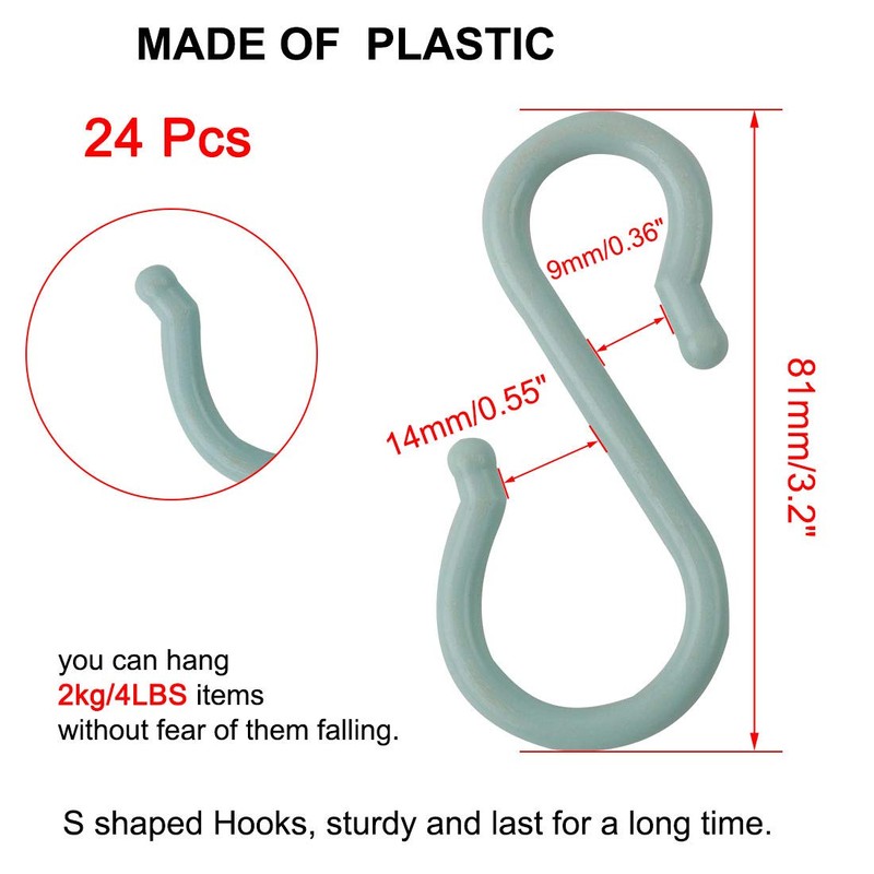 sourcing map 24 Pack S Shaped Hooks Plastic Hanger for
