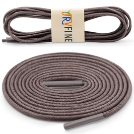 YJRVFINE Round Waxed Shoe Laces: 43 Inch Dark Brown Thin Oxford Dress Shoelaces for Boots 2 Pair