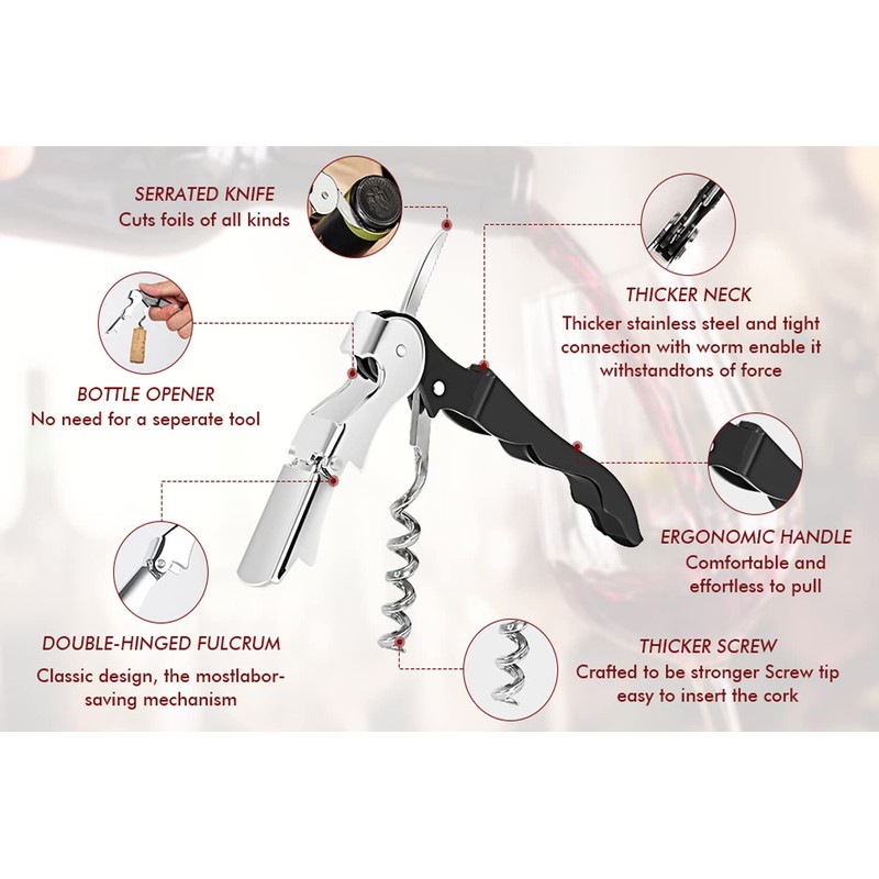 Kit-Home Professional Waiter Corkscrew Wine Openers Set (4 PCS),Upgraded with