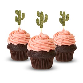 Cactus Cupcake Topper 12 pieces per Pack Cupcake Topper Decoration Card Stock Gold