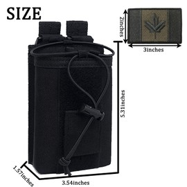 Rouinek 1000D Tactical Radio Holder - Molle Radio Pouch Case Heavy Duty Radio Holster for Two Way Walkie Talkies with 1 Canada Flag Patch (2 Pack Black+Black)