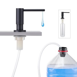 CREA Black Soap Dispenser for Kitchen Sink, Built in Kitchen Sink Soap Dispenser with 17 OZ Liquid Soap Bottle and Extension Tube Kit, Stainless Steel, Black F55-1BK