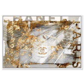 The Oliver Gal Artist Co. Fashion and Glam Framed Wall Art Canvas Prints 'No1 Bag' Handbags Home Décor, 30" x 20", Gold, White
