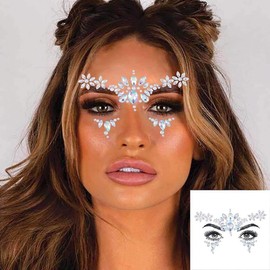 Bluemega Face Gemas de La Cara, Gemas de Cara Navidad Sirena 41# Joyas Gemas Diamantes de Imitación, Rave Ojos Cuerpo Bindi, Pegatinas de Cristal Temporales, Para Partido del Festival