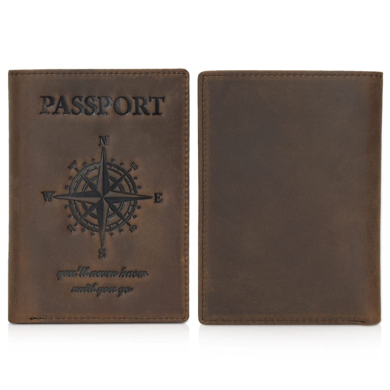 Polare Luxury RFID Blocking Leather Passport Holder Travel Wallet for