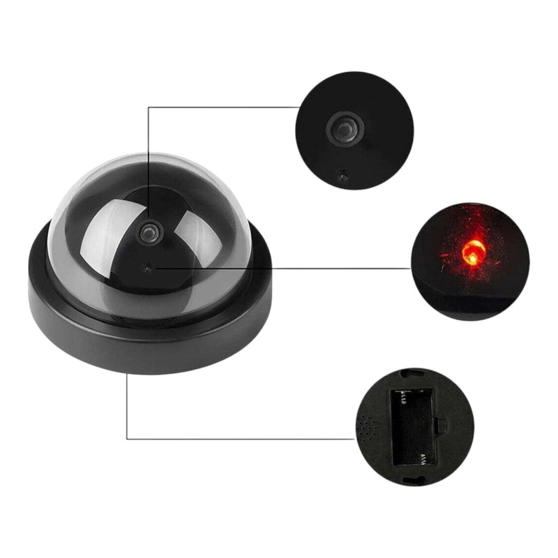 Dummy Dome Security Camera with Flashing Red LED Light Indoor