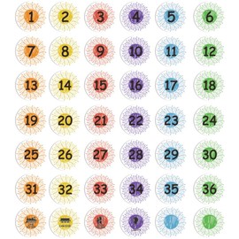 SUPERDANT Sunshine Spot Marker Sticker Number Floor Sticker 1-36 Classroom Line Up Stickers 42 Pcs Line Up Spots for Classroom Floor DIY Hopscotch Game Stickers for Nursery Chair Cabinet School Desk