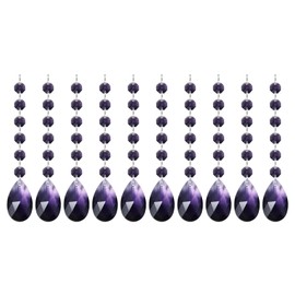 PATIKIL Teardrop Crystal Chandelier Pendants Beads, 10 Pack 165mm Length 38mm Chandelier Prisms Parts Ornaments Hanging Beads for DIY Arts Crafts Decoration, Violet
