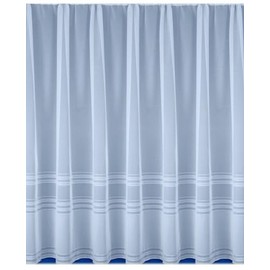 Hudson White Voile Net Curtain with Fine Stripes - Two Metre Width (Drop 137cm (54”)) - Sheer Semi Transparent Slot Top Privacy Drapes
