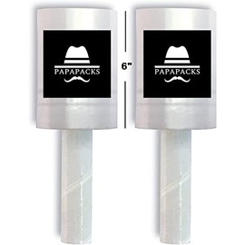 Papapacks Stretch Wrap with Handle 6 inch x 1000 Ft Clear Industrial Grade, Mini Stretch Wrap Roll for Furniture Moving, Storing Food | Heavy Duty Packing Plastic Wrap (Pack of 2)