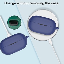 USTIYA Case for Beats Solo Buds Wireless Headphones Protection Cover Full-Body Soft Silicone with Keychain Headphone Accessories Funda Carcasa (Blue)