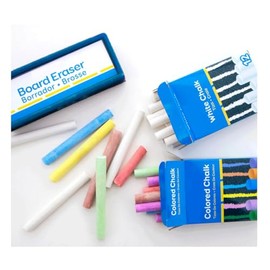 THE UM24 Premium Chalk Bundle - 12 Colored + 12 White Chalk + Chalkboard Eraser - Non-Toxic, Ideal for Kids, Office, Classroom, Home - 1-Pack