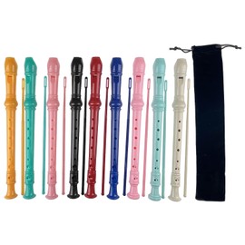 Miokun 9 Pack ABS German Style 8 Hole Descant Soprano Recorders with Cleaning Rod, Black Storage Bag (Multicolor-9 pack)