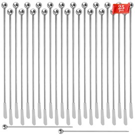 Csdtylh - 25 varillas de metal para agitar, agitadores de café inoxidables, reutilizables, varillas Swizzle para cócteles, varillas multifuncionales para epoxi, resina, café, vino, bebidas, té,
