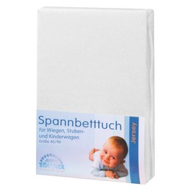 Julius Zöllner Jersey Fitted Sheet for Cots and Bassinets, 90 x 40 cm, Various Colours 90x40 White