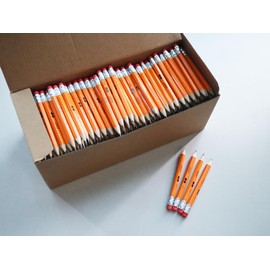 S & E TEACHER'S EDITION 400Pcs Half Pencils with Eraser Tops, Golf Pencil, Classroom, Pew - # 2 HB Pre-Sharpened Hexagon, 400 Count Bulk Pack