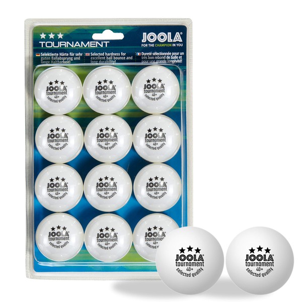 JOOLA Tournament Table Tennis Balls 3-Star Pack of 12 Assorted 40 + mm Diameter Premium Table Tennis Training Balls Indoor and Outdoor Compatible White