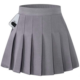 SANGTREE Falda Plisada para mujeres con cómoda Banda elástica Casual, Talla S de EE. UU. - 4XL de EE. UU, A# Liso-Gris, M