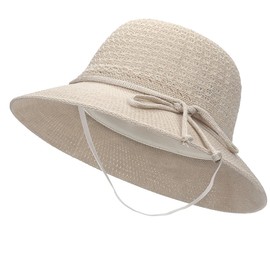 White Fang CZ022 Women's Hat, Climbing Hat, Sun Hat, Travel Hat, Chin Strap, Ribbon Hat, Stylish, Cute, Braun