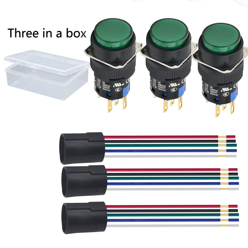 16MM Momentary Push Button Switch 12VDC LED Light Round Head